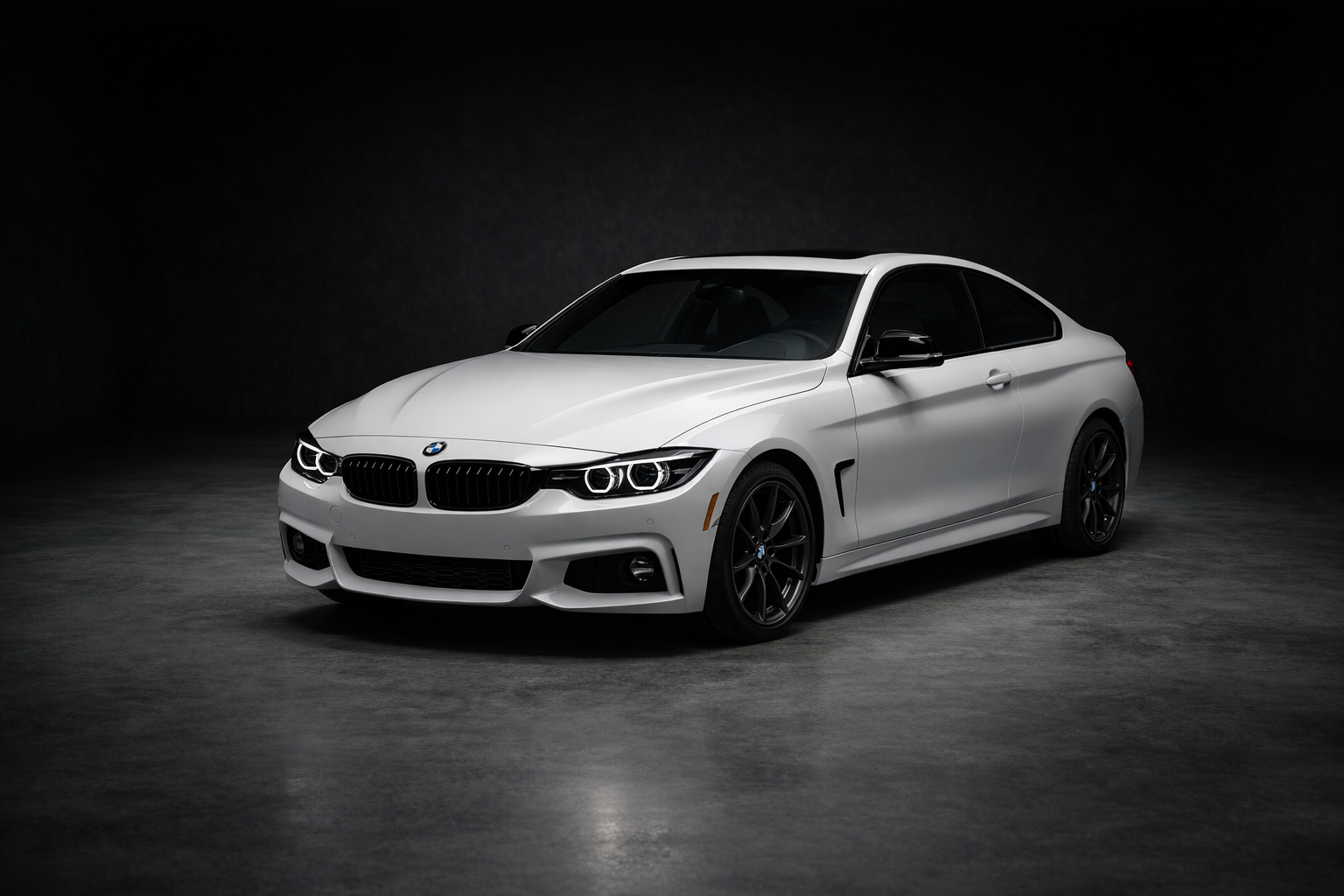 A studio render of a BMW 4 Series — the kind of starting canvas WrapLab generates from a year, make, and model entry.